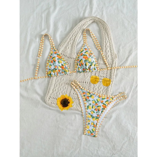 2026 Strappy String Bikinis Sexy Triangle Swimsuit Women Printed Swimwear Female Bathers Bathing Swimming Suit Beachwear Summer