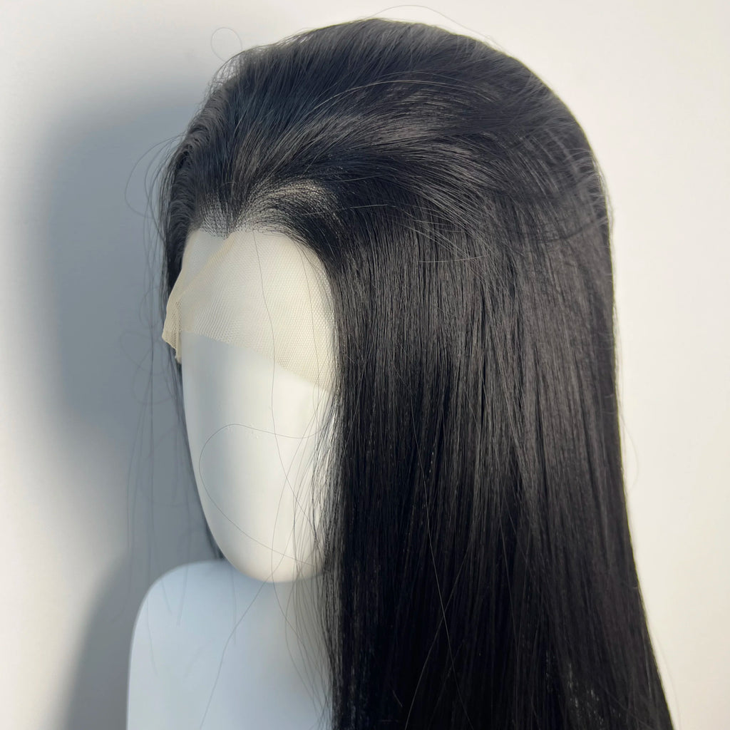 360 Lace Black Wig for Women 26inch Long Straight Hair Wigs High Quality 1B Black Synthetic Lace Wigs For Cosplay Daily Use