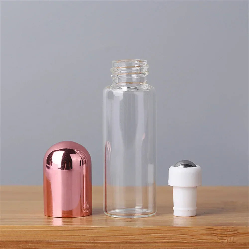 Travel Essentials Glass Roller Bottle Sample Test Perfume Essential Oil Bottle Jars Vials Cosmetic Refillable Bottles For Travel