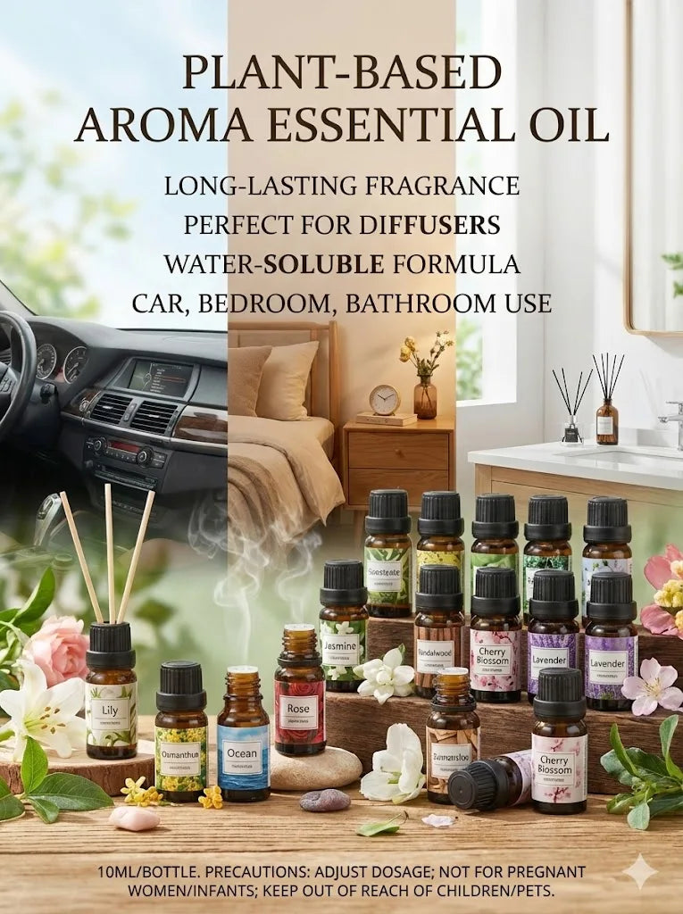 10ml Pure Natural Plant Essential Oil Aromatherapy Oil for Bedroom Bathroom Car Air Freshener Fragrance Oil Aromatic Oil