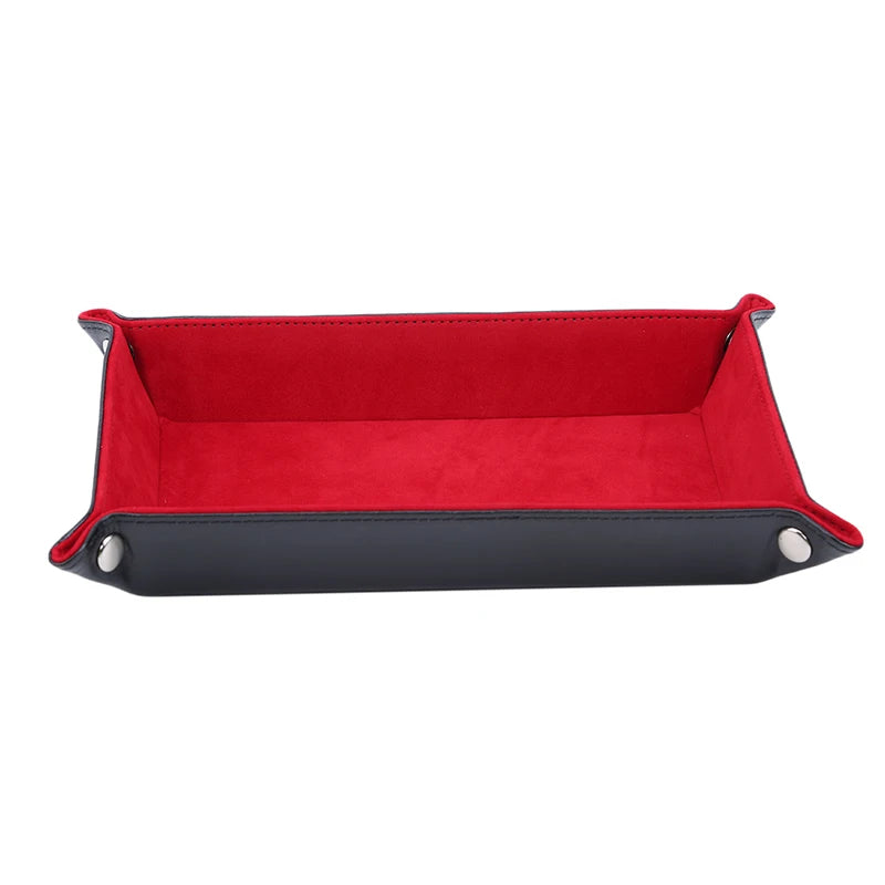 Earrings, Necklaces, Bracelets Jewelry Storage Tray Table Games Key Wallet Coin Trays Sundries Tray PU Leather Folding Dice Tray