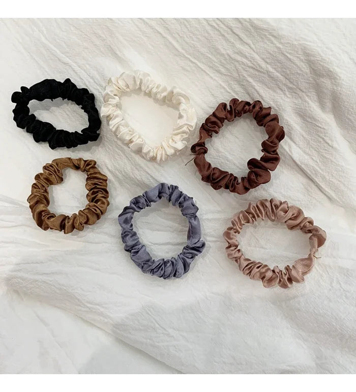 6Pcs/Set Satin Silk Hair Scrunchies for Women Girls Trendy Elastic Silk Hair Ties Solid Color Hair Accessories