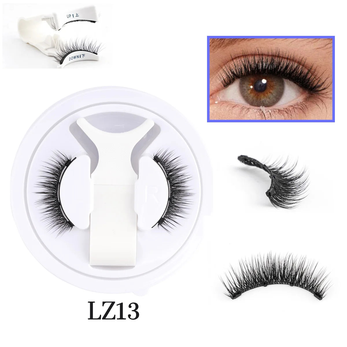 1 Pair Magnetic Lashes For Eye With Winged Ends Soft Reusable Magnetic Eyelashes Natural Look 3D False Lashes Makeup With Tool