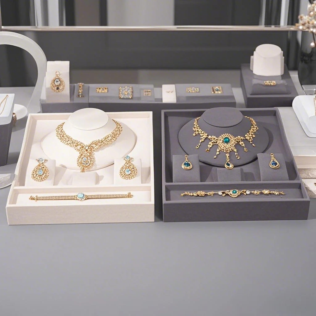 A high-end texture jewelry tray with partitioned storage for jewelry necklaces, earrings, and exquisite display in a home jewelr