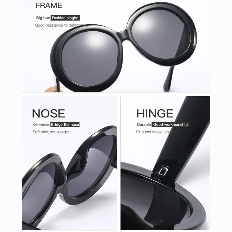 Oversized Round Sunglasses Women Men Luxury Brand Big Frame Sun Glasses Goggles Large Shades Unisex Riding Eyeglasses