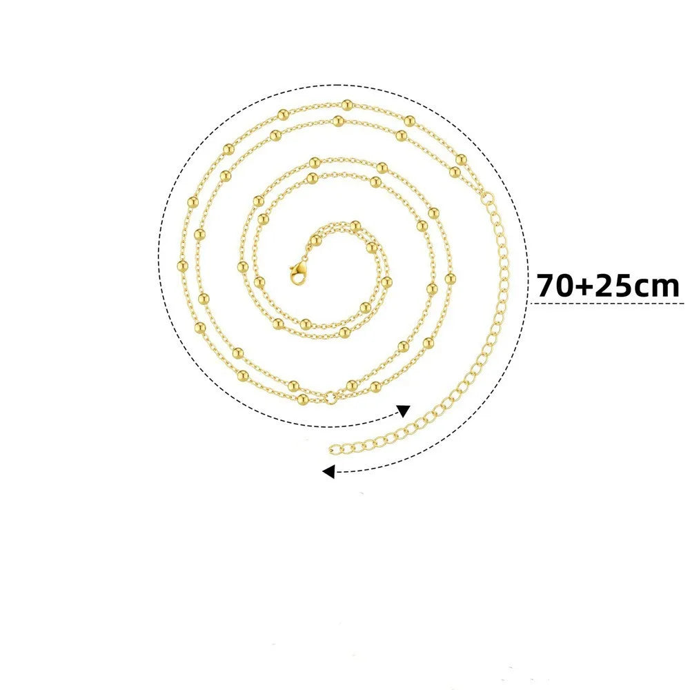 Fashionable and Sexy Round Bead Double Waist Chain Simple Metal Thick Body Chain Women's Belly Waist Decoration