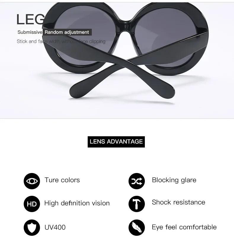 Oversized Round Sunglasses Women Men Luxury Brand Big Frame Sun Glasses Goggles Large Shades Unisex Riding Eyeglasses