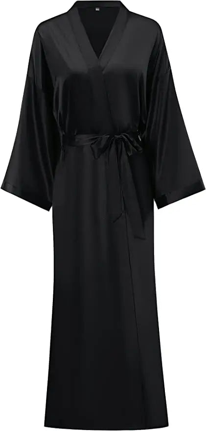 Bathrobe Women Extra Long Sleepwear Robes Silky Robe Charming Night Robe Lengthened Casual Sleepwear Robes Homewear Kimono Robe