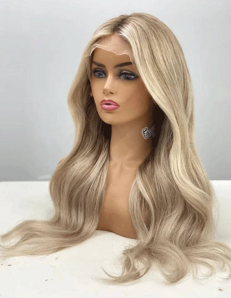 Blonde balayage full lace wigs Synthetic hair wig custom wigs lace front wigs blonde wig handmade wig hd lace wigs glueless wigs