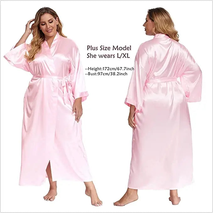 Bathrobe Women Extra Long Sleepwear Robes Silky Robe Charming Night Robe Lengthened Casual Sleepwear Robes Homewear Kimono Robe