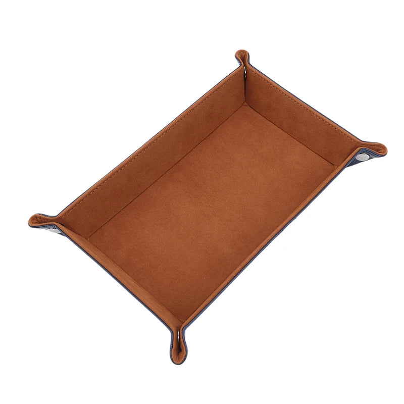 Earrings, Necklaces, Bracelets Jewelry Storage Tray Table Games Key Wallet Coin Trays Sundries Tray PU Leather Folding Dice Tray