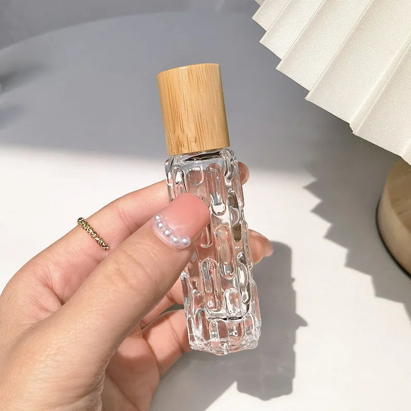 10ml Portable Thick Glass Roller Essential Oil Perfume Bottles Travel Refillable Rollerball Vial Travel Roll On Bottles Vials