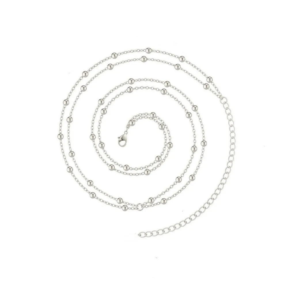 Fashionable and Sexy Round Bead Double Waist Chain Simple Metal Thick Body Chain Women's Belly Waist Decoration