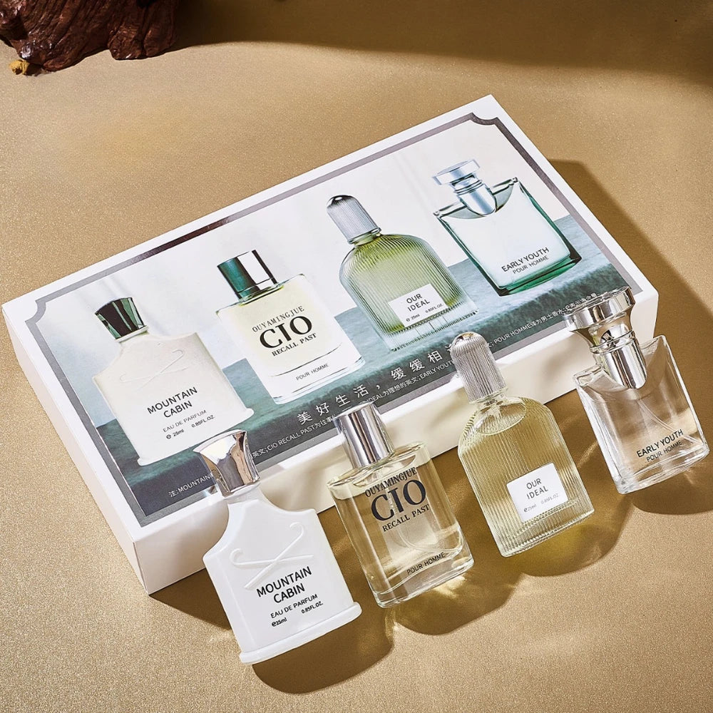 Men Perfume Gift Box 100ml Four Piece Set Lasting Fragrance Body Spray Plant Floral Scent Pheromone Cologne Perfumes Men's Gifts