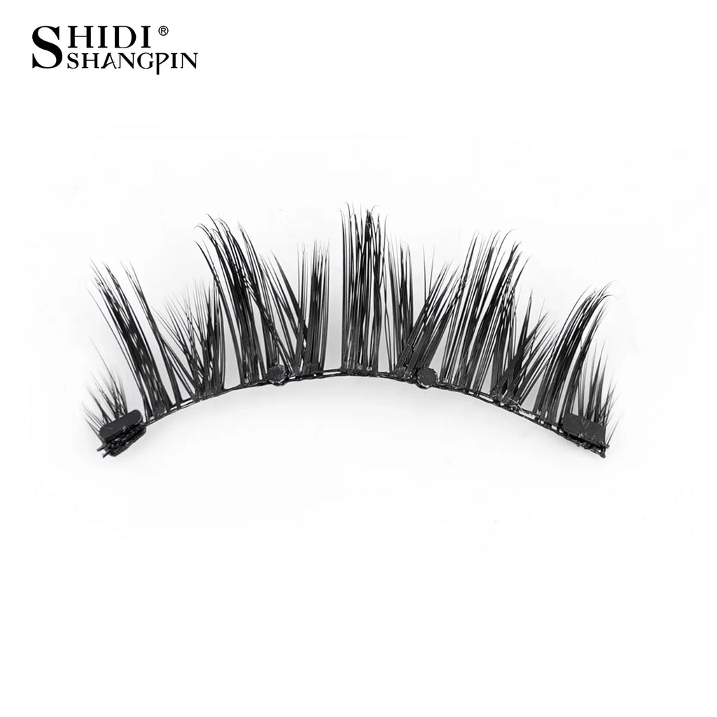 1 Pair Magnetic Lashes For Eye With Winged Ends Soft Reusable Magnetic Eyelashes Natural Look 3D False Lashes Makeup With Tool