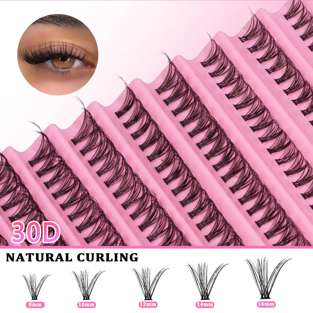 Lash Extension Kit DIY Lash Clusters Kit 8-16mm Individual Lashes Kit with Lash Bond and Seal Lash Tweezers for Self Use