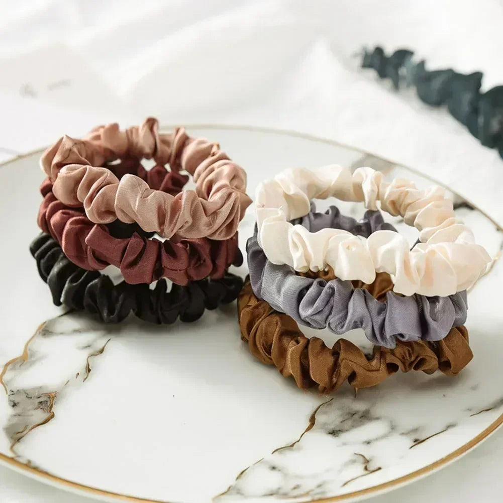 6pcs Satin Hair Scrunchies for Women Softer Than Silk Scrunchies Solid Color Hair Rope Satin Hair Ties Hair Accessories