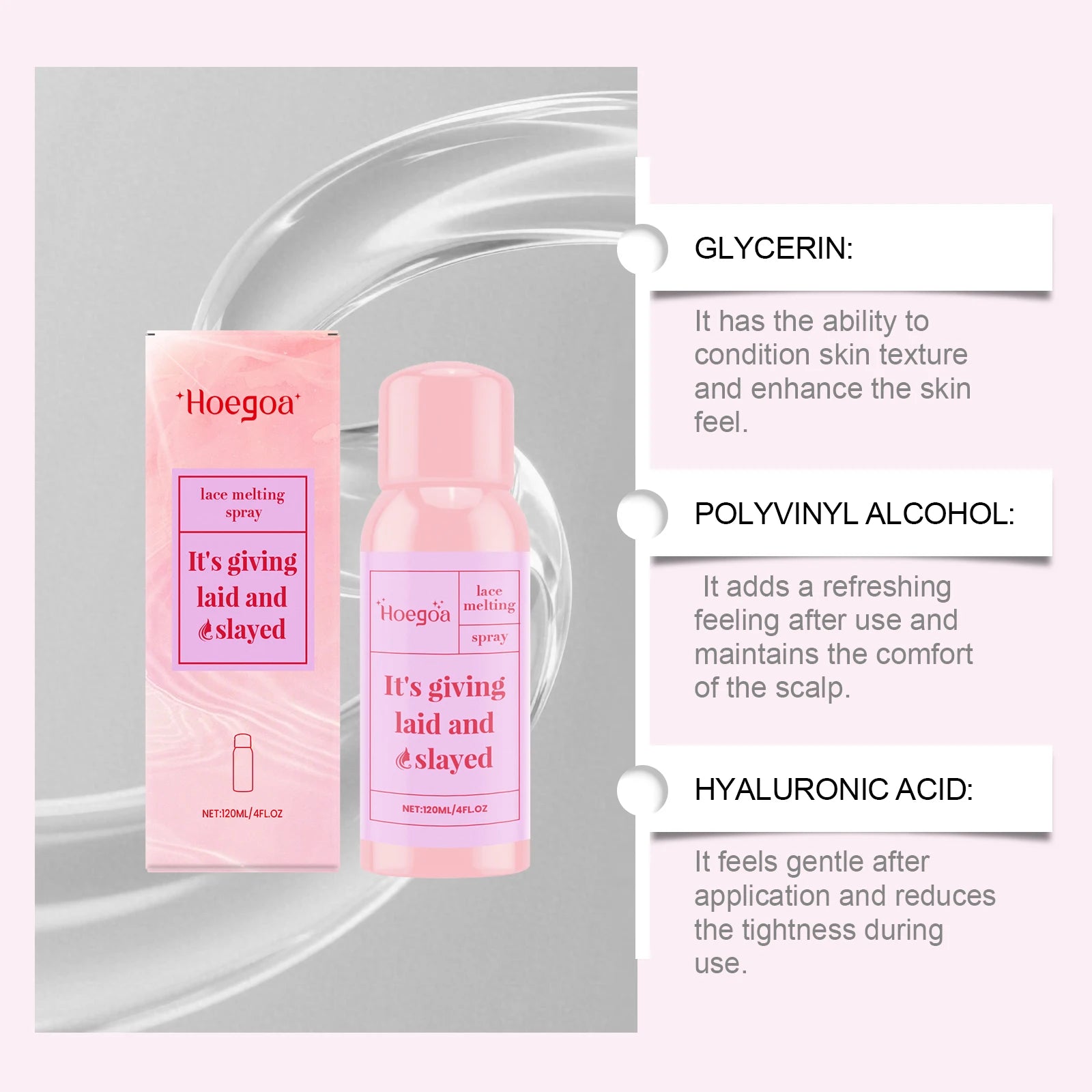 Wig Adhesive Spray Lace Melt  No sensation Invisible Hold Quick Dry Waterproof Wig Glue Spray Gentle Formula Easy Removal