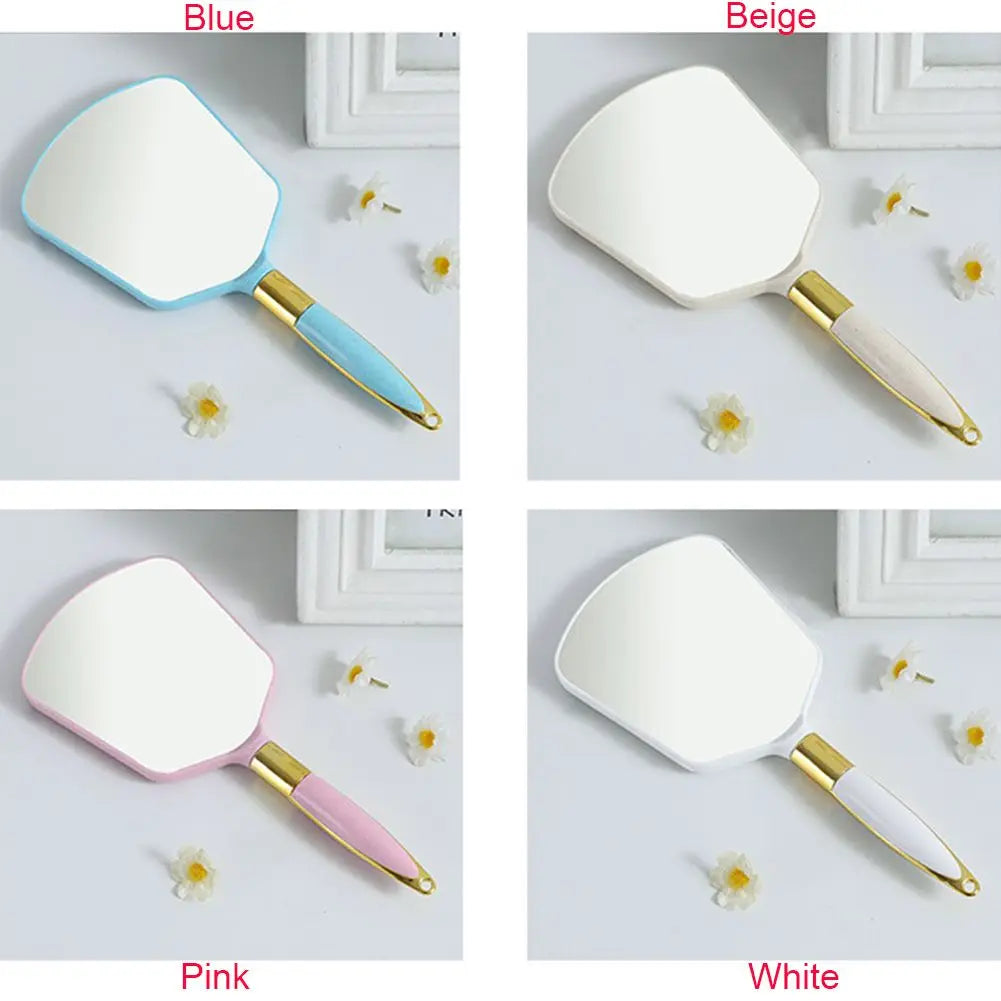 Vintage Handheld Makeup Mirror High-definition Vanity Mirror with Handle Hand Mirror SPA Salon Makeup Vanity