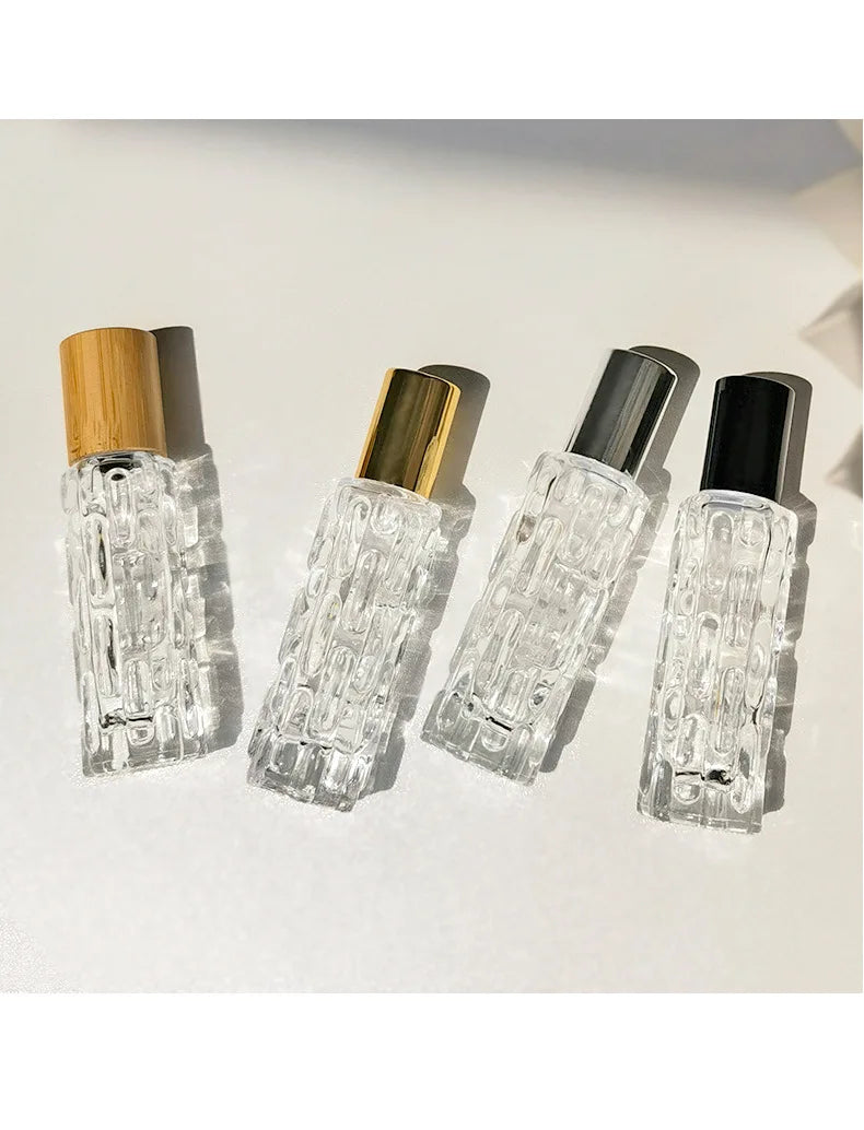 10ml Portable Thick Glass Roller Essential Oil Perfume Bottles Travel Refillable Rollerball Vial Travel Roll On Bottles Vials