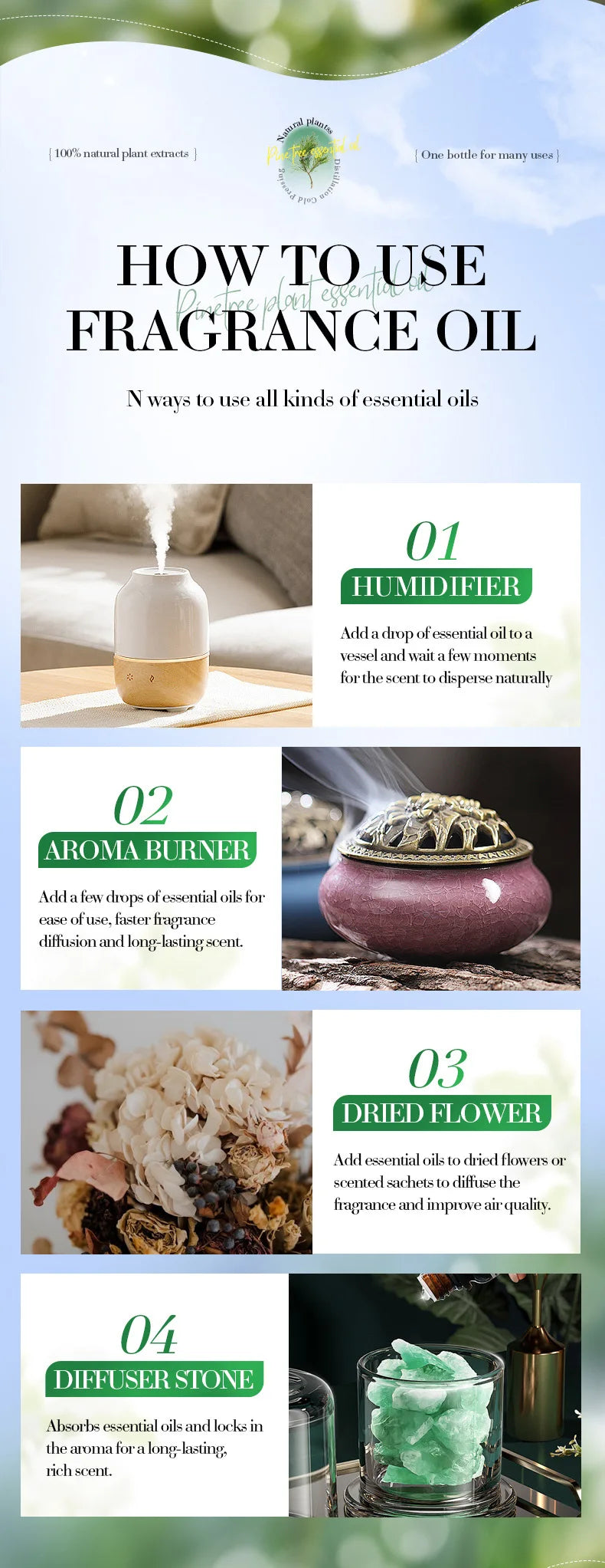 Organic Aromatherapy Essential Oils Pure Plant Oil Diffusers Humidifiers Hair Body Care Candle Making Lavender Chamomile