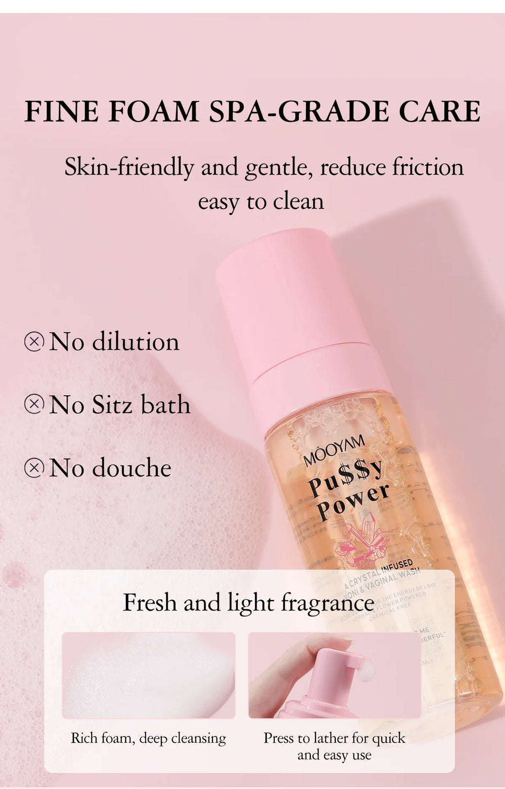 Crystal Infused Yoni And Vaginal Wash Private Clean Balanced Gently Moisturize Shower Gel, Feminine Prevent Dryness Healthy Care