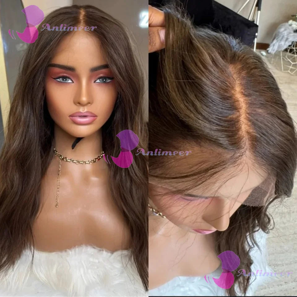 Glueless Full Lace Wigs Natural Wavy Dark Brown Human Hair HD Lace 13x6/360 Wigs With Natural Hairline 5x5 Silk Base Closure Wig