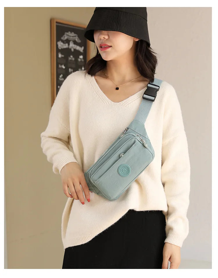 Waist Bags For Women 2024 New Nylon Leisure Solid Color Fanny Pack For Girls Crossbody Chest Bag Belt Waist Packs