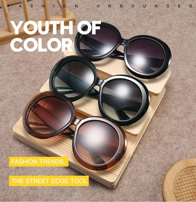 Oversized Round Sunglasses Women Men Luxury Brand Big Frame Sun Glasses Goggles Large Shades Unisex Riding Eyeglasses