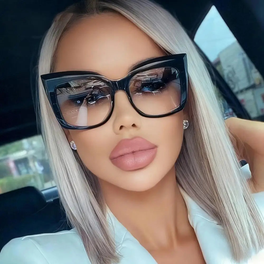 Cat's Eye Trendy Large Frame Sunglasses, Retro Fashion, Internet Celebrity Style, Natural Sunshade Sunglasses