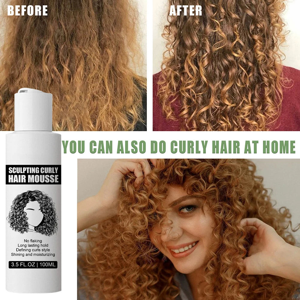 100ml Curly Hair Mousse Anti-Frizz Hair Boost Defining Cream Long Lasting Hold Hair Repair Moisturize Mousse for Women for Rizos