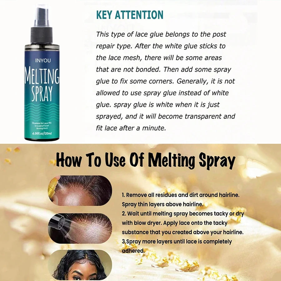 Lace Melting Spray, Lace Wig Melting Spray,Strong Natural Finishing Hold, Wig Melting Spray