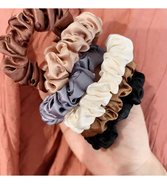 6Pcs/Set Satin Silk Hair Scrunchies for Women Girls Trendy Elastic Silk Hair Ties Solid Color Hair Accessories