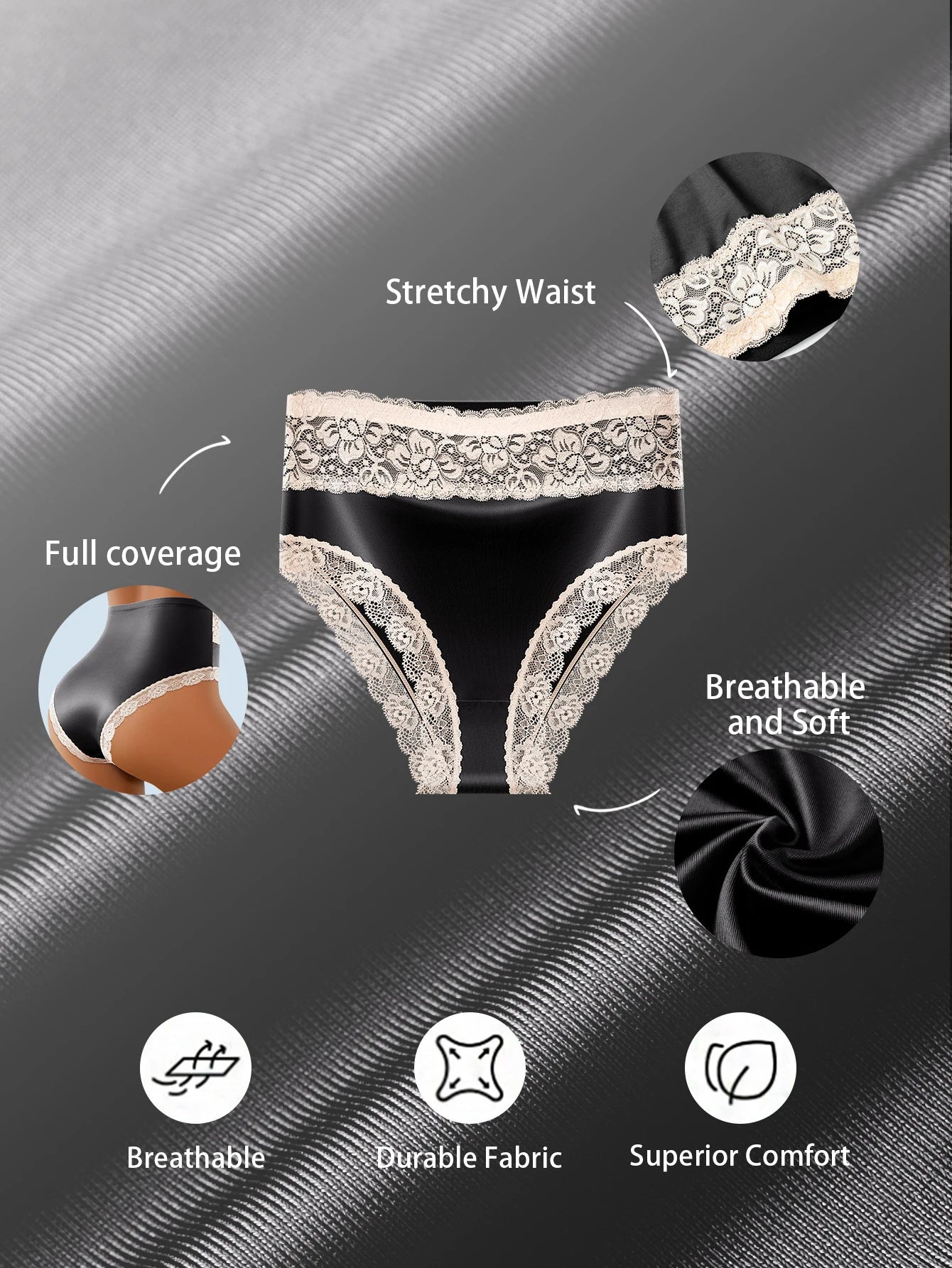 Elegant Lace Women’s Underwear - Mid-Waist Design, Soft & Breathable, Comfortable & Feminine Fit, Perfect for Date Nights