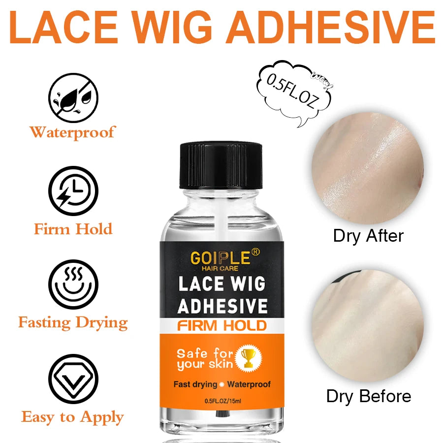 GOIPLE Lace Wig Adhesive Super Firm Hold Safe For Skin Fast Drying Waterproof Glue Invisible Bonding For Natural Hair Perfection