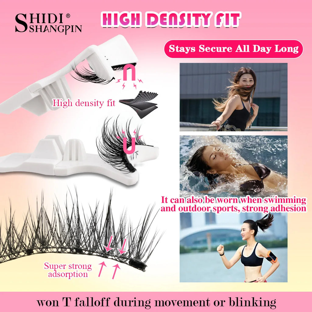 1 Pair Magnetic Lashes For Eye With Winged Ends Soft Reusable Magnetic Eyelashes Natural Look 3D False Lashes Makeup With Tool