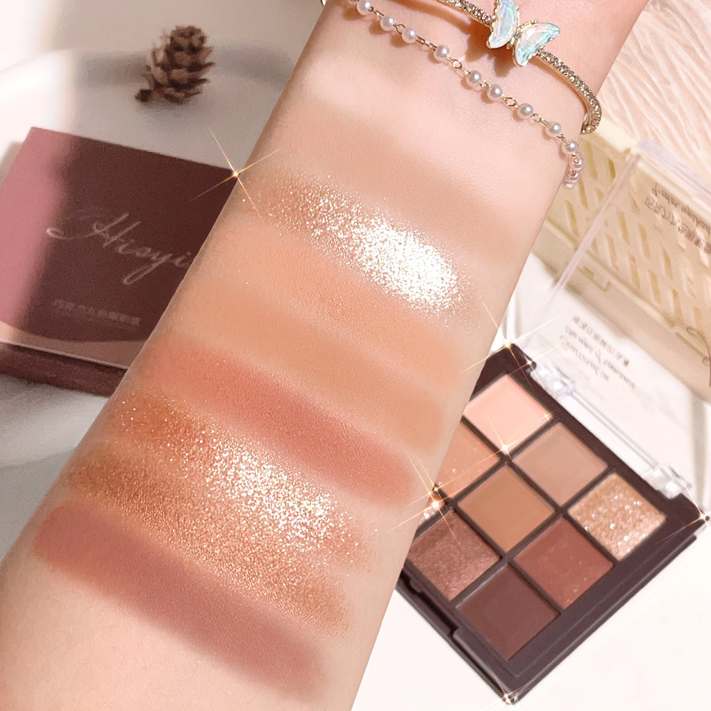 Eyeshadow palette, nine-color chocolate eyeshadow palette, pearlescent matte, large glitter, fine comprehensive palette