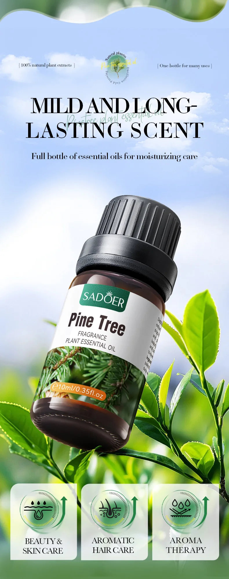 Organic Aromatherapy Essential Oils Pure Plant Oil Diffusers Humidifiers Hair Body Care Candle Making Lavender Chamomile