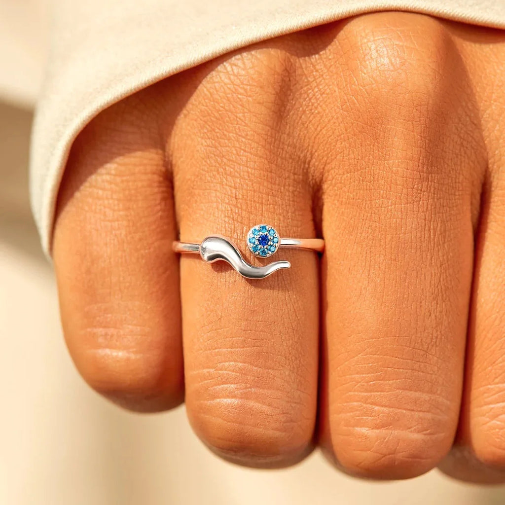 Evil Eye Protection Ring 14k Gold Plating Blue Shining Zirconia Spiritual Turkish Rings for Women Greek Nazar Amulet Jewelry