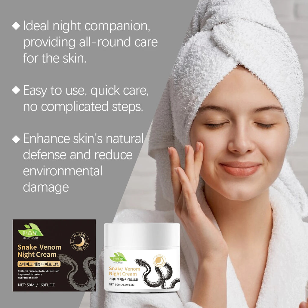 Snake Venom Night Cream: Daily Facial Care for Deep Nourishment, Refining Skin Texture, and Delivering a Smooth Complexion