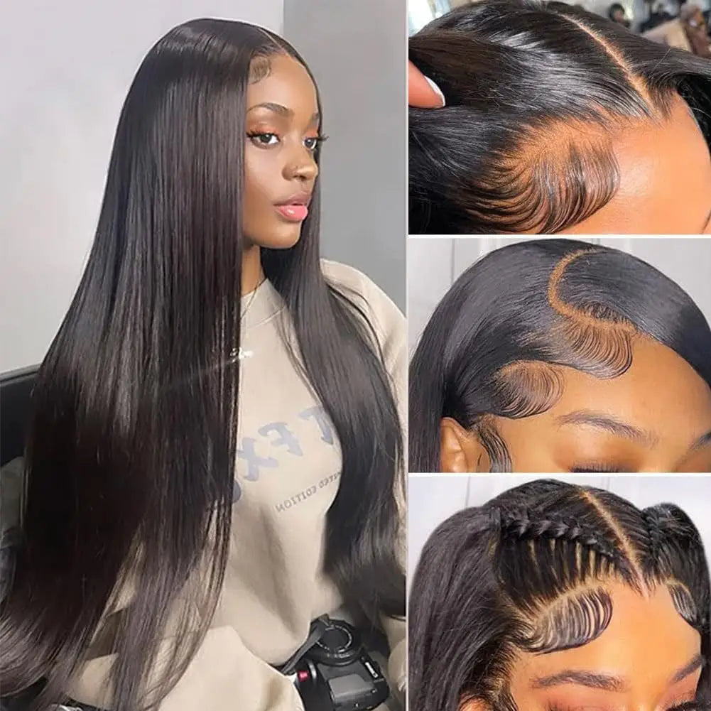 13x4 HD Lace Front Wigs Human Hair 180 Density Straight HD Lace Frontal Wigs Pre Plucked with Baby Hair Hairline