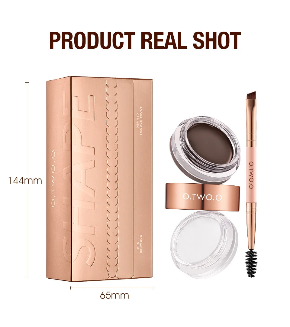 O.TWO.O Eyebrow Pomade 2-in-1 Brow Gel Wax Waterproof Long Lasting Creamy Texture Eye Brow Tint Enhancer Cosmetic Makeup