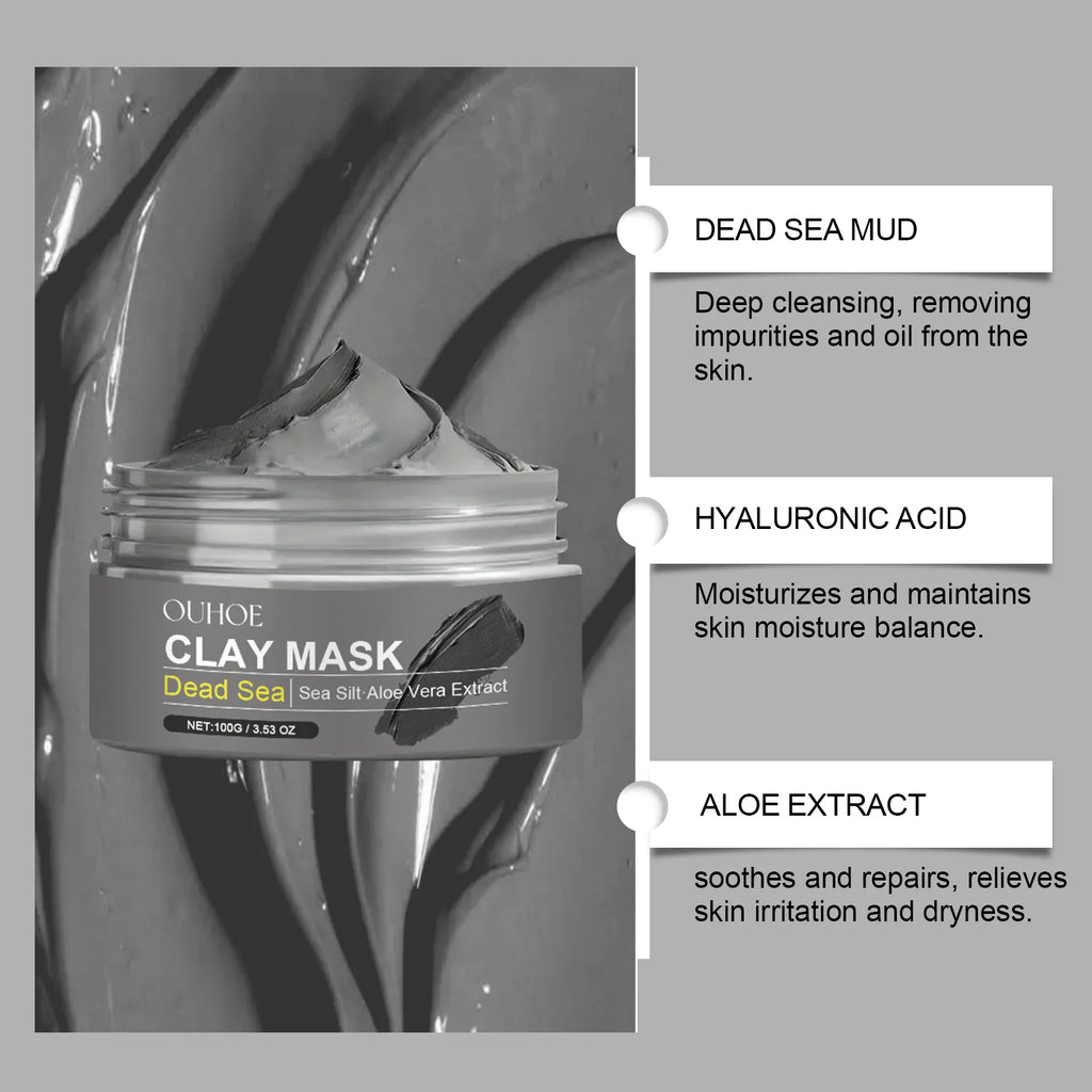 Deep Cleansing Face Mask Dead Sea Mud Brightening Facial Hydrating Oil Control Soothing Skin Repair Acne Blackhead Remover Mask
