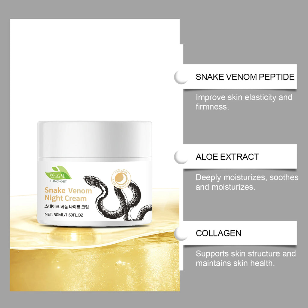 Snake Venom Night Cream: Daily Facial Care for Deep Nourishment, Refining Skin Texture, and Delivering a Smooth Complexion