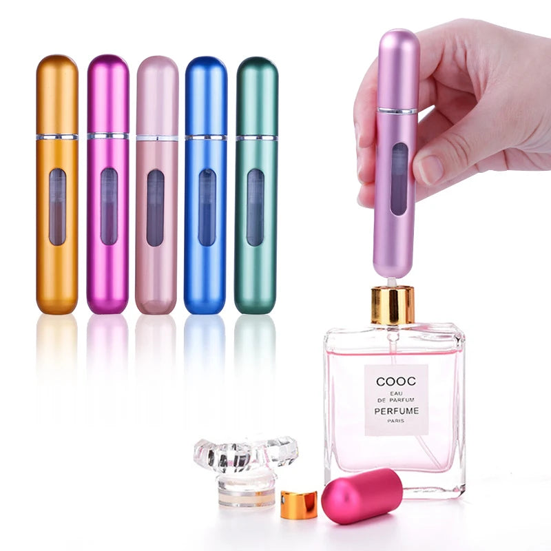 5PCS 5ml Portable Mini Refillable Perfume Bottle Spray Scent Pump Empty Cosmetic Container Atomizer Bottle for Travel