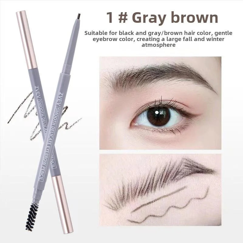 Double-headed eyebrow pencil, long-lasting and non-smudged fine-headed eyebrow pencil for students with exquisite eye makeup