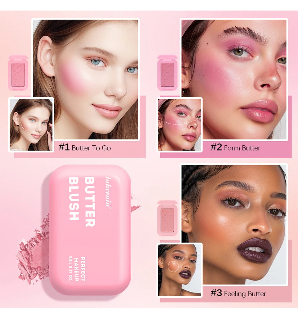 Makeup Powder Blush Waterproof And Sweat-proof High Pigment Long Lasting Pink Cream Blush Cosmetics Palette Powder Korean Makeup