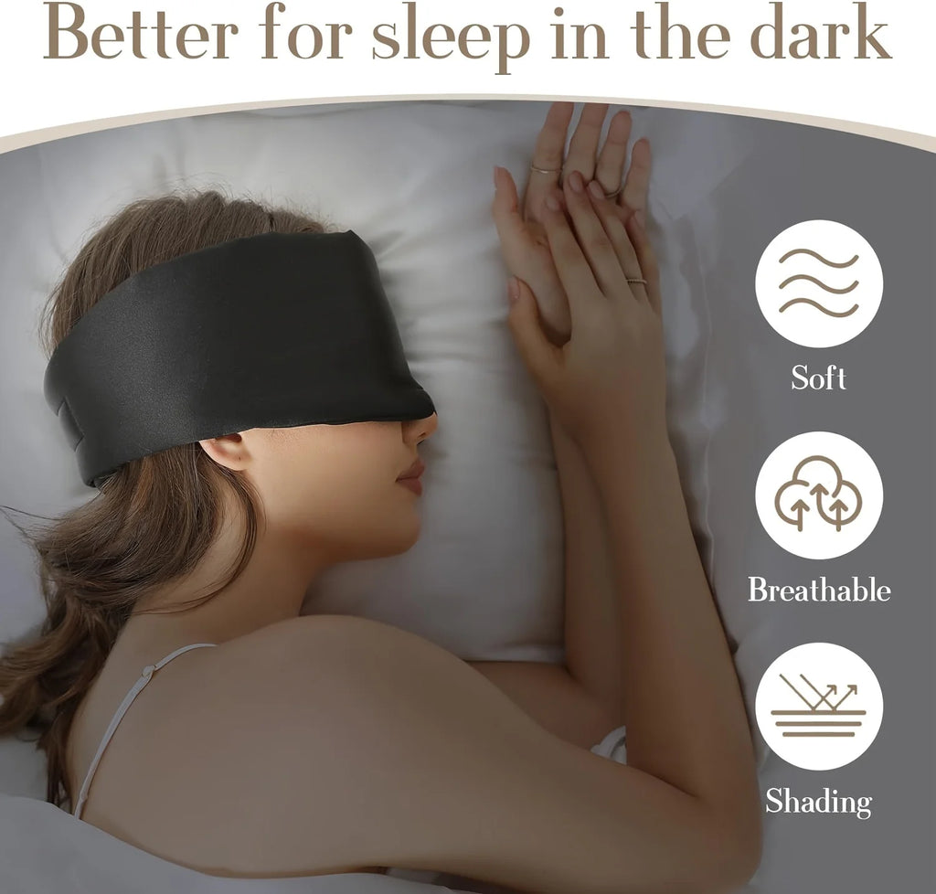 Silk Sleep Mask for Full Eye Coverage-Adjustable, Breathable & Skin-Friendly, Light-Blocking  for Restful Sleep, Sleep Eye Mask