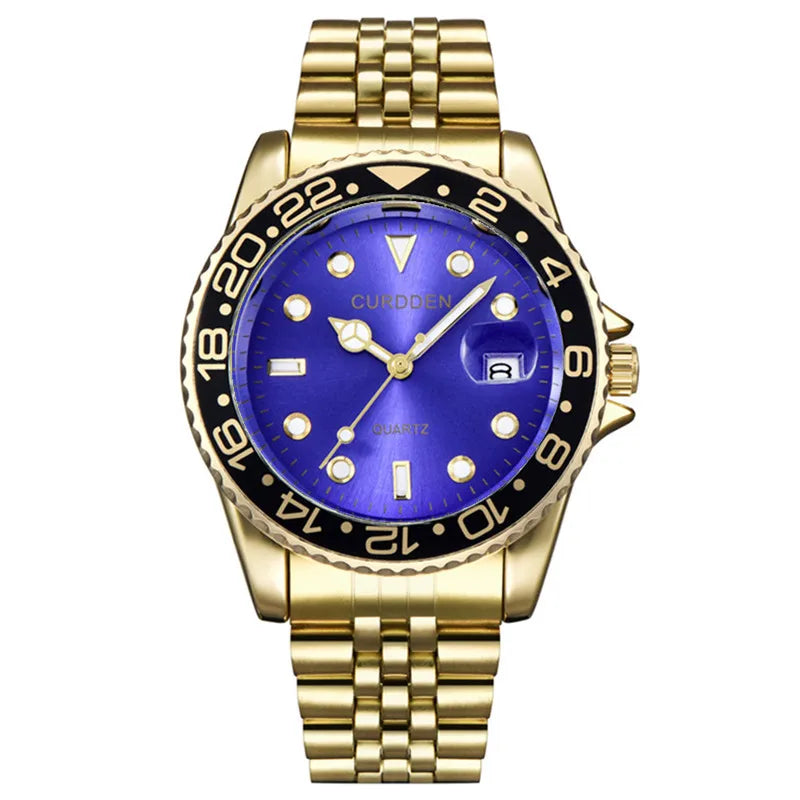 Men Original Brand Watches Gold Fashion Full Steel Band Simple Date Quartz Vintage Wristwatch Silver Montre Homme Reloj Hombre