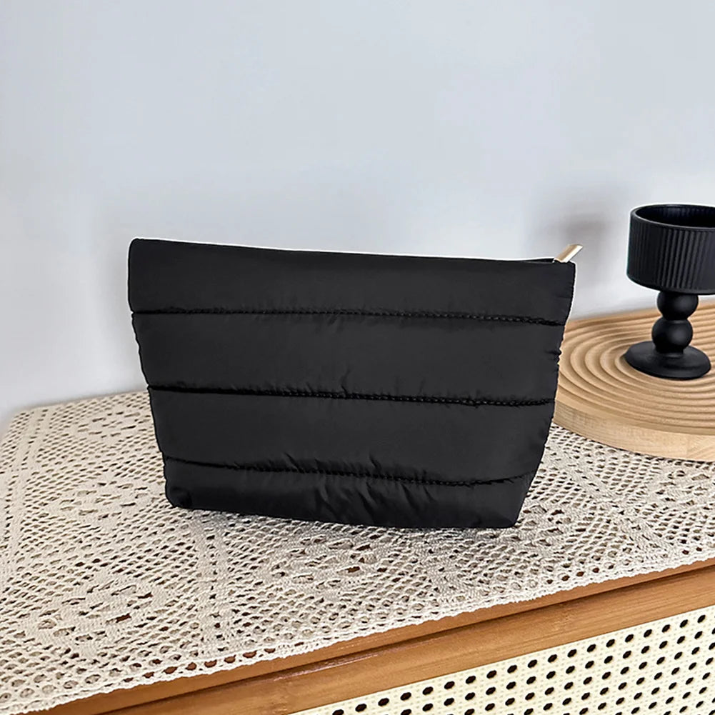 Fashion Cosmetic Bag for Women Cute Puffer Makeup Clutch Solid Toiletry Organizer Pouch Storage Pouches for Organization